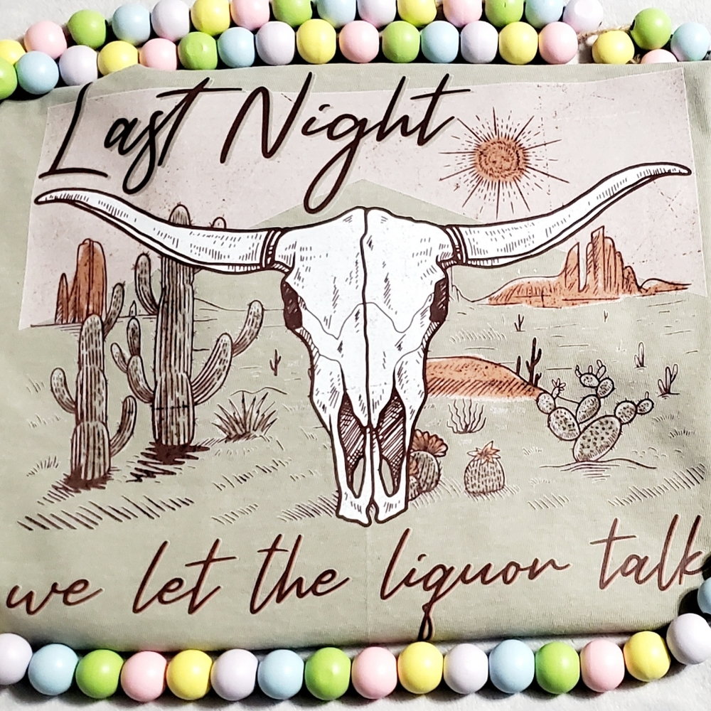 Morgan Wallen We Let The Liquor Talk Comfort Color Large Tan